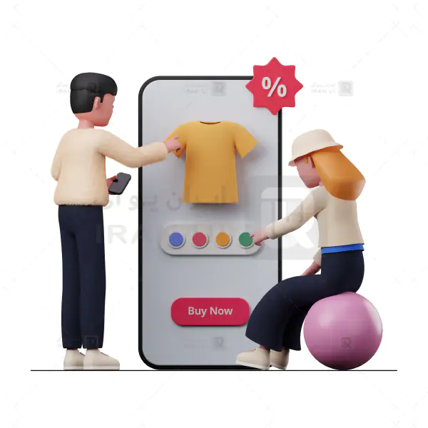 دانلود وکتور سه بعدی خرید آنلاین لباس و انتخاب رنگ لباس