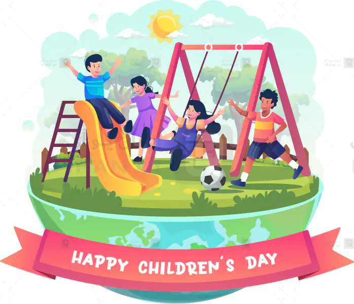 دانلود وکتور آماده بازی کودکان در پارک روز کودک