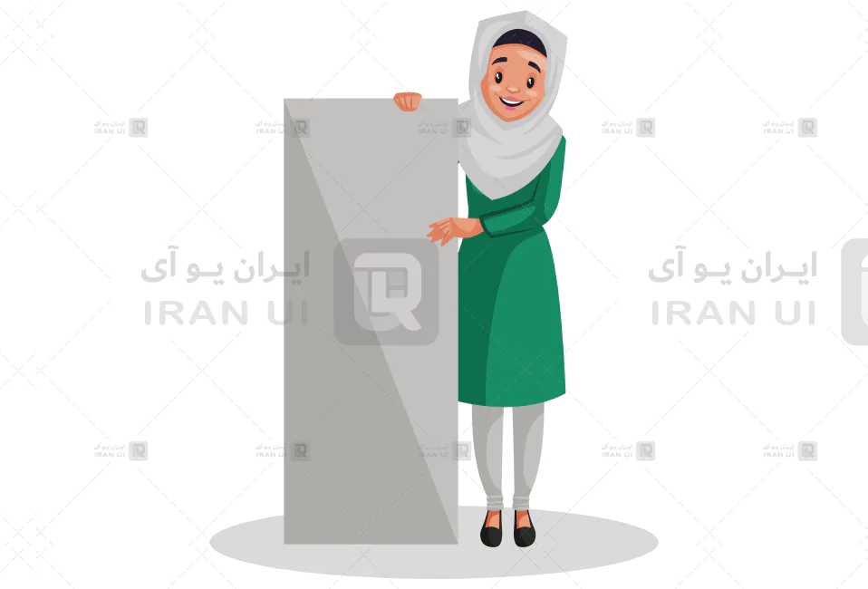 دانلود وکتور زن باحجاب مسلمان و تخته سفید