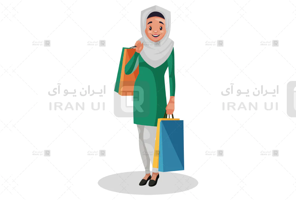 دانلود وکتور زن مسلمان با حجاب رضایت از خرید