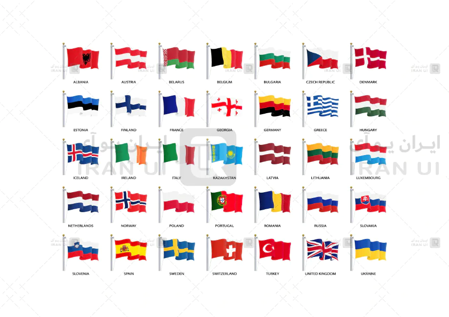 دانلود وکتور پرچم کشورهای اروپایی